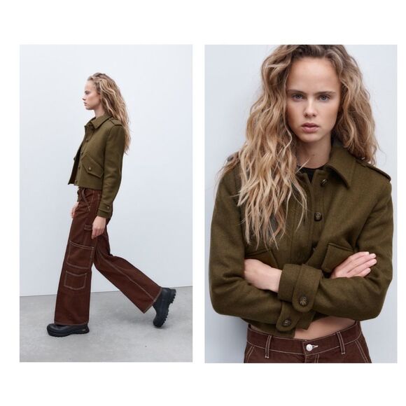 Zara fabric blend crop jacket - Picture 2 of 7